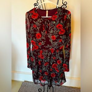 Floral Dress - Dark Purple w/ flowers!
